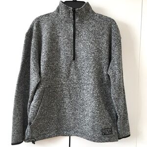 PINK Victoria's Secret Heather Gray Quarter-Zip Fleece Pullover Knit Sweatshirt